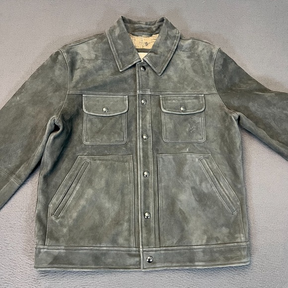Banana Republic Other - Banana Republic‎ Mens Medium Suede Leather Trucker Jacket New Cinders Gray NWT
